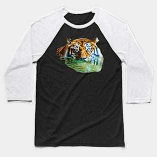 Swimming Bengal Tiger Baseball T-Shirt